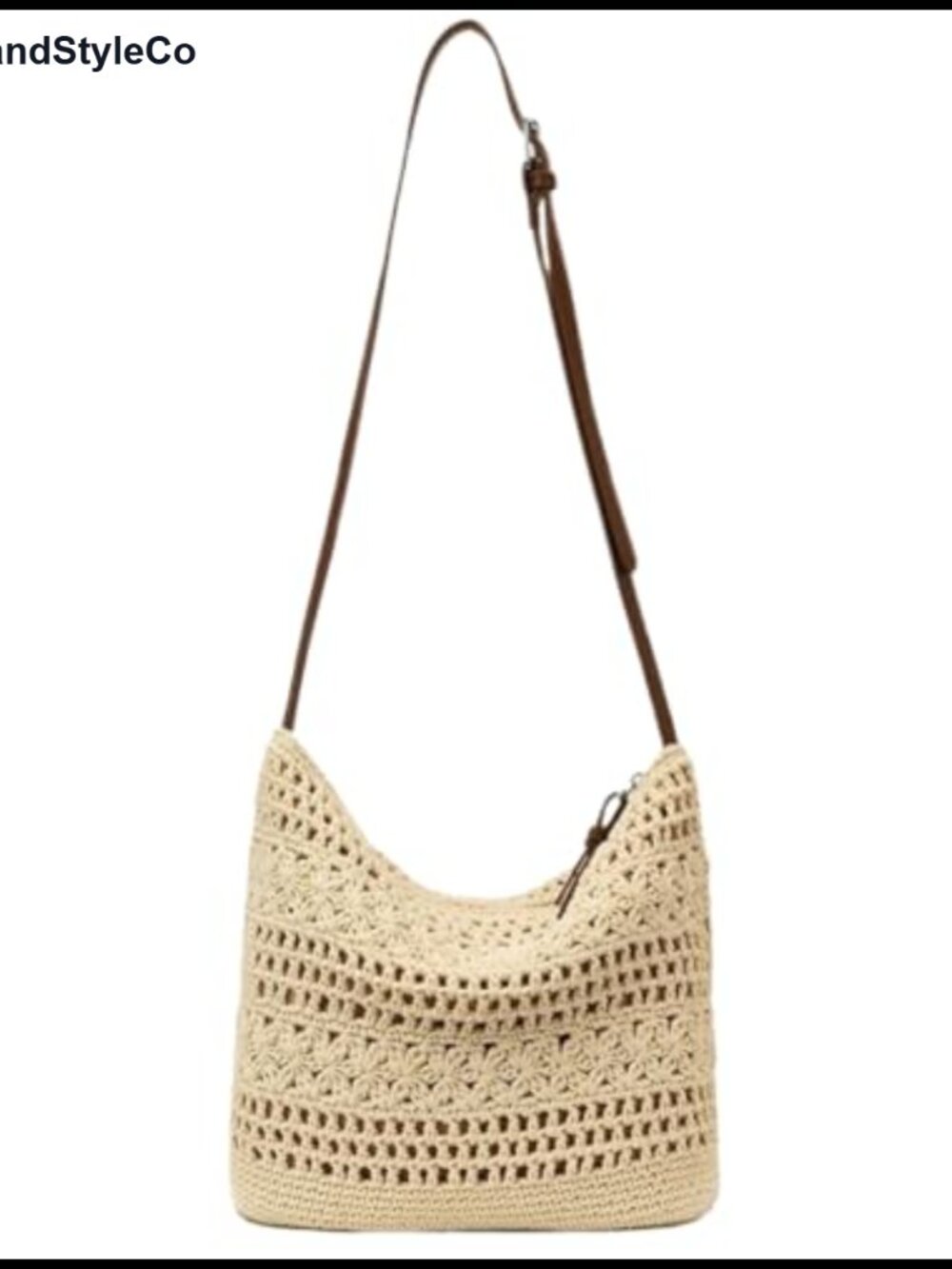Boho Crochet Hobo Tote Bag Women Summer Beach Woven Cotton Knit Shoulder